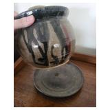 Stoneware Jar on Base - Handcrafted Studio Pottery Vessel