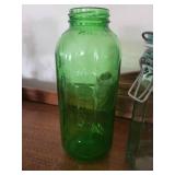 Vintage Glass Jars - Tall Embossed Bottle & Clamp-Lid Jar (Lot of 2)