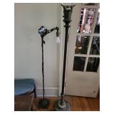 2 Antique Cast Iron Floor Lamps with Ornate Scrollwork and Filigree Base