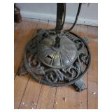 2 Antique Cast Iron Floor Lamps with Ornate Scrollwork and Filigree Base