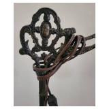 2 Antique Cast Iron Floor Lamps with Ornate Scrollwork and Filigree Base