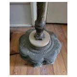 2 Antique Cast Iron Floor Lamps with Ornate Scrollwork and Filigree Base