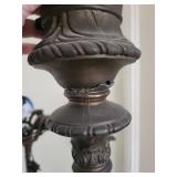 2 Antique Cast Iron Floor Lamps with Ornate Scrollwork and Filigree Base