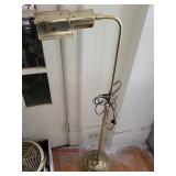Vintage Brass Floor Lamp with Glass Tube Shade - Adjustable Arm
