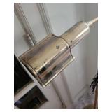 Vintage Brass Floor Lamp with Glass Tube Shade - Adjustable Arm