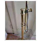 Vintage Brass Floor Lamp with Glass Tube Shade - Adjustable Arm