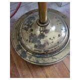 Vintage Brass Floor Lamp with Glass Tube Shade - Adjustable Arm