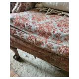 Vintage Floral Damask Armchair with Rope Fringe Pillow