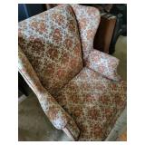 Vintage Floral Damask Armchair with Rope Fringe Pillow