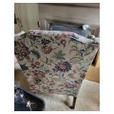 Vintage Floral Upholstered Wingback Armchair with Decorative Pillow