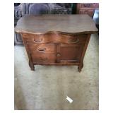 Antique Oak Serpentine Front Sideboard Buffet with Brass Bail Handles