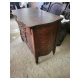 Antique Oak Serpentine Front Sideboard Buffet with Brass Bail Handles