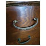 Antique Oak Serpentine Front Sideboard Buffet with Brass Bail Handles