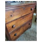 Vintage Wooden 4-Drawer Dresser with Locking Top Drawers & Turned Feet