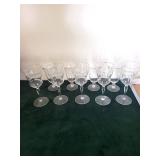 Six Crystal Stemware Glasses with Etched Leaf Pattern assorted lot