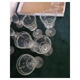 Six Crystal Stemware Glasses with Etched Leaf Pattern assorted lot