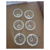 Six Crystal Stemware Glasses with Etched Leaf Pattern assorted lot