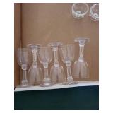 Six Crystal Stemware Glasses with Etched Leaf Pattern assorted lot
