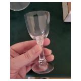 Six Crystal Stemware Glasses with Etched Leaf Pattern assorted lot