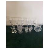 Crystal Decanter with Stopper - Etched Goblets & Glassware Set