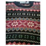 Fair Isle Knit Sweater - 100% Cotton, Made in Hong Kong, Size Large