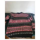 Fair Isle Knit Sweater - 100% Cotton, Made in Hong Kong, Size Large