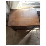 Vintage Wooden Nightstand with Metal Top and Ornate Hardware - 2 Drawers