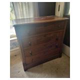 Vintage Solid Wood Chest of Drawers with Brass Ring Pulls - 5-Drawer Dresser