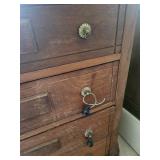 Vintage Solid Wood Chest of Drawers with Brass Ring Pulls - 5-Drawer Dresser
