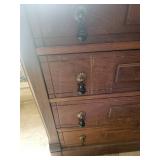 Vintage Solid Wood Chest of Drawers with Brass Ring Pulls - 5-Drawer Dresser