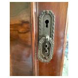 Art Deco Walnut Veneer Armoire Wardrobe w Mirror & Drawer