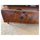 Art Deco Walnut Veneer Armoire Wardrobe w Mirror & Drawer