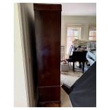 Art Deco Walnut Veneer Armoire Wardrobe w Mirror & Drawer