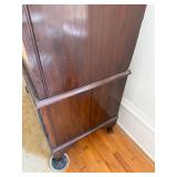 Art Deco Walnut Veneer Armoire Wardrobe w Mirror & Drawer