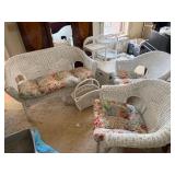 Vintage White Wicker Sunroom Furniture Set 8 Pc Loveseat Chairs