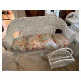 Vintage White Wicker Sunroom Furniture Set 8 Pc Loveseat Chairs