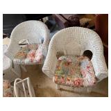 Vintage White Wicker Sunroom Furniture Set 8 Pc Loveseat Chairs