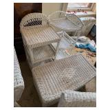 Vintage White Wicker Sunroom Furniture Set 8 Pc Loveseat Chairs