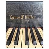 Henry F. Miller Baby Grand Piano Black Finish w/ Bench Good Cond