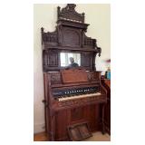 Antique Lakeside Pump Organ Victorian Oak Chicago USA Mirror Back
