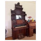 Antique Lakeside Pump Organ Victorian Oak Chicago USA Mirror Back