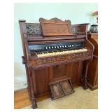 Antique Lakeside Pump Organ Victorian Oak Chicago USA Mirror Back