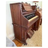 Antique Lakeside Pump Organ Victorian Oak Chicago USA Mirror Back