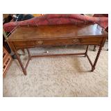 Vintage Oak Writing Desk Sofa Table Barley Twist Brass Gallery