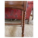 Vintage Oak Writing Desk Sofa Table Barley Twist Brass Gallery