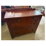Antique Wood 4 Drawer Dresser Chest w Gallery Back 35x16x29 Fair