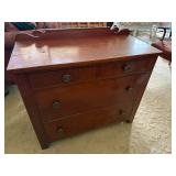 Antique Wood 4 Drawer Dresser Chest w Gallery Back 35x16x29 Fair