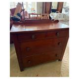Antique Wood 4 Drawer Dresser Chest w Gallery Back 35x16x29 Fair