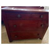 Antique Wood 4 Drawer Dresser Chest w Gallery Back 35x16x29 Fair