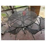 5 Pc Metal Mesh Patio Dining Set Round Table 4 Chairs Black Good